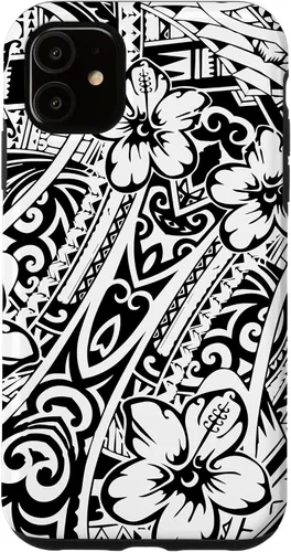 Vista 8 de iPhone 16 lindo tatuaje polinesio hawaiano tribal samoano patrón caso