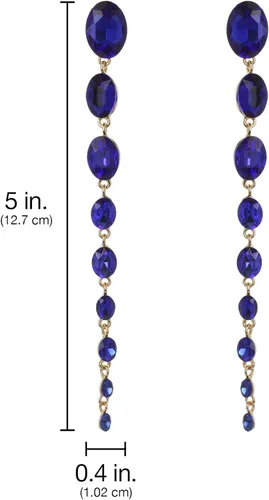 Vista 5 de Pendientes largos con diamantes de imitación ovalados con forma de diamante