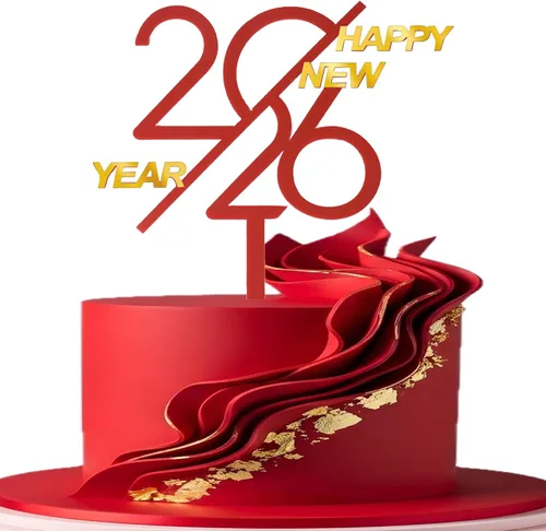 Vista 8 de Rsstarxi 1 paquete de decoración para tartas de Año Nuevo 2024 con purpurina para decoración de pasteles de Año Nuevo 2024, decoración para pasteles