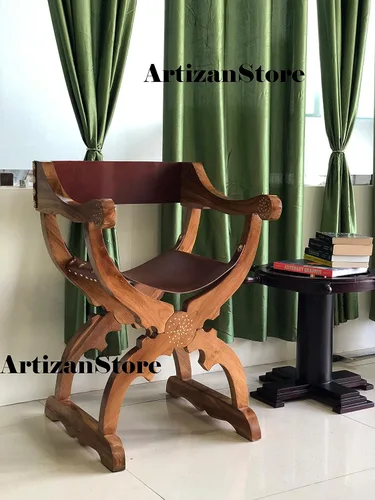Vista 7 de ARTIZANSTORE Muebles de madera antiguos medievales Savonarola para decoración del hogar y la oficina