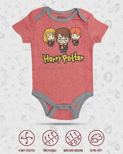 Vista 3 de Harry Potter Body de manga corta para bebé, paquete múltiple de regalo para bebé niña o niño, Blanco