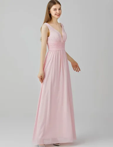 Vista 4 de Maisfeal Vestido de noche sin mangas con cuello en V doble para mujer