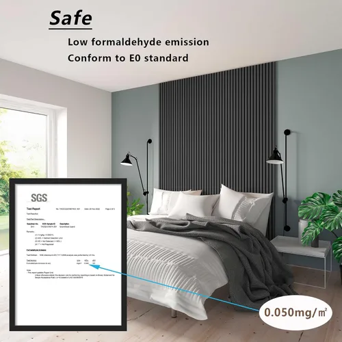 Vista 5 de Paneles acústicos de listones de madera de 4 piezas para una decoración elegante y reducción de ruido, panel texturizado 3D para techo y pared