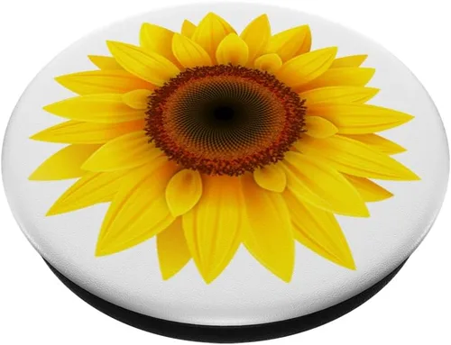 Vista 2 de Girasol Decoración Girasol Amarillo Sol Flor Fondo Blanco PopSockets PopSockets Swappable PopGrip