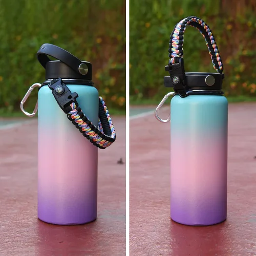 Vista 6 de Wongeto Mango de paracaídas, correa de supervivencia con anillo de seguridad y mosquetón, compatible con botellas de agua de boca ancha Hydro Flask