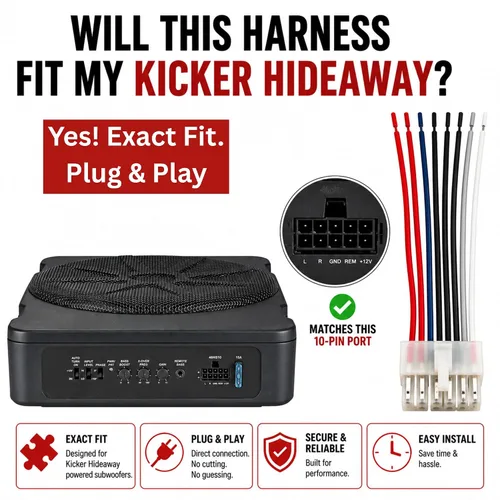 Vista 3 de Enchufe de arnés de 10 pines compatible con Kicker BassStation Hideaway 11HS8 46HS10 11PHD12 11PH12 HS8 PT10 PT250 11PT8