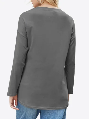 Vista 100 de Fisoew Camisetas de manga larga para mujer, holgadas, casuales, con cuello redondo, blusa suave
