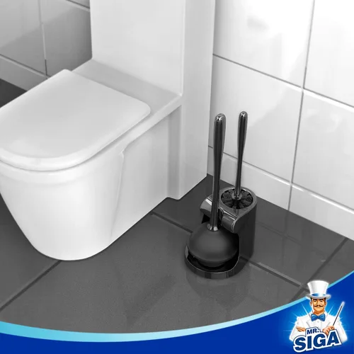 Vista 7 de MR.SIGA Combo de émbolo de inodoro y cepillo para limpieza de baño, negro, 2