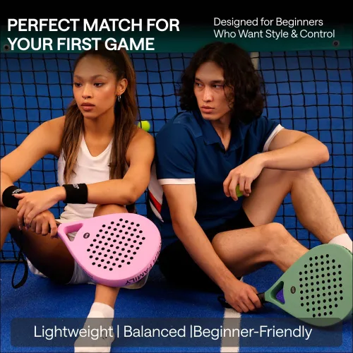 Vista 7 de Padel Racket with Overgrip & 2 Wristbands – Memory EVA Foam, Perfectly Balanced – Pala de Padel – Fiberglass Paddle for Beginners and Intermediates