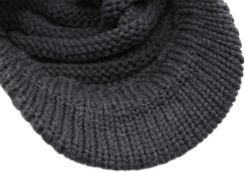 Vista 6 de C-US - Gorro de punto cálido para mujer, con visera de ganchillo con acento de flores