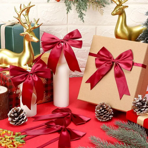 Vista 4 de Jetec 24 Piezas de Arcos Elásticos Navideños para Cajas de Regalo, Lazos Elásticos con Arcos para Cajas de Regalo, Adornos Navideños