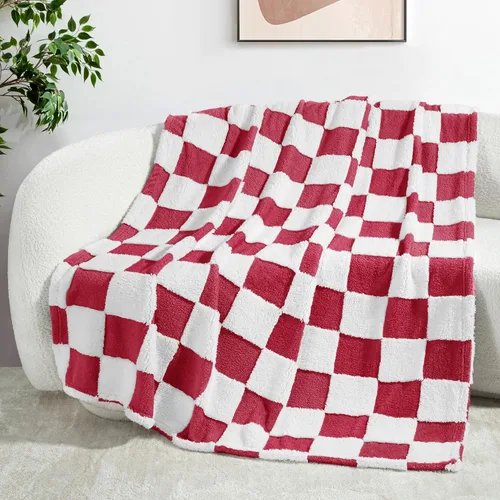 Vista 13 de Exclusivo Mezcla - Manta de franela super suave y cálida con diseño de vellón esponjoso, para sofá, cama, con lindo patrón a cuadros, negro, 50" x