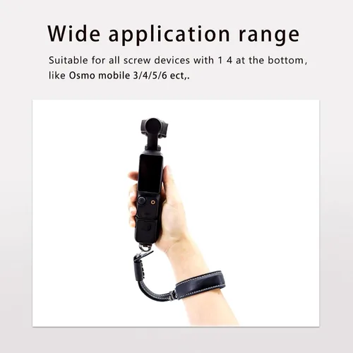 Vista 5 de Correa de mano de cuero para DJI OSMO Pocket 3 Accesorios de cámara con 1/4 tornillo pulsera de mano, Marrón