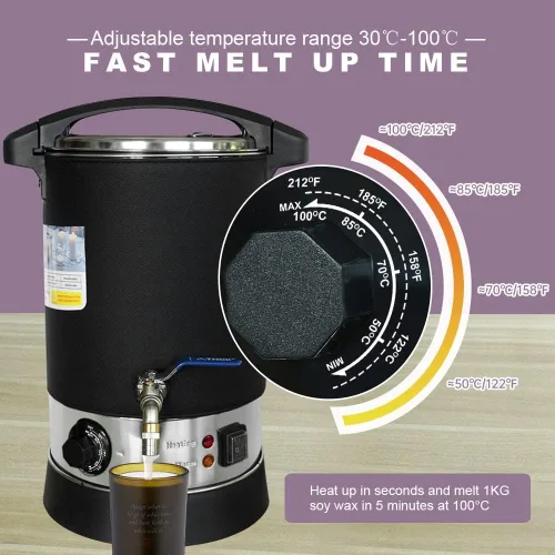 Vista 2 de TOAUTO V3 - Derretidor de cera para hacer velas, olla de fusión eléctrica grande de cera de 12 libras con boquilla de vertido rápido, control
