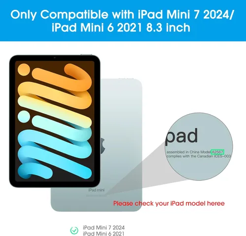 Vista 7 de OMOTON Paquete de 3 protectores de pantalla para iPad Mini 7/6 (7ª/6ª generación, 8.3 pulgadas), vidrio templado para iPad Mini A17 Pro 7ª