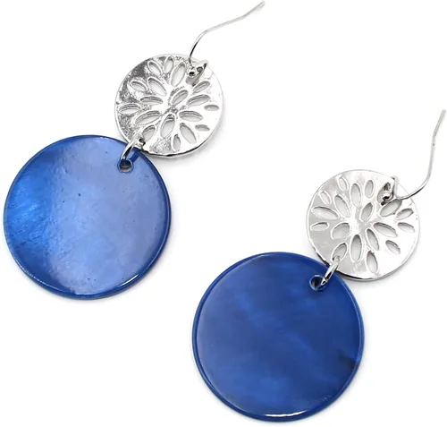 Vista 3 de Jules D. Pendientes colgantes de lágrima de concha natural para mujer
