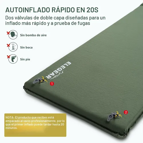 Vista 7 de Elegear Almohadilla de Dormir Autoinflable, 3.15" Almohadilla de Espuma Viscoelástica Ultra Gruesa para Acampar con Almohada de Inflado Rápido