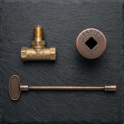 Vista 2 de Kit de válvula de gas para fogata NPT de 1/2 pulgada Válvula de bola de latón macizo certificada por CSA, brida de cobre antiguo y llave de 8