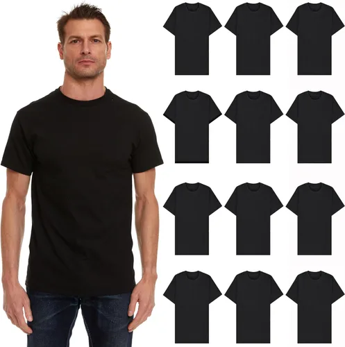 Vista 3 de SOCKS'NBULK Paquete de 12 camisetas de manga corta con cuello redondo y cuello redondo para hombre, mezcla de colores, tamaño a granel Paquete de 12