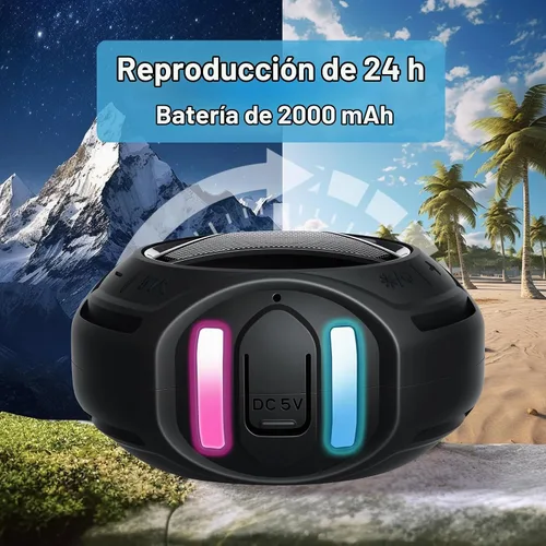 Vista 2 de Altavoz de ducha Bluetooth impermeable, altavoces Bluetooth portátiles inalámbricos, para exteriores, IPX7 flotante, micrófono integrado, tiempo