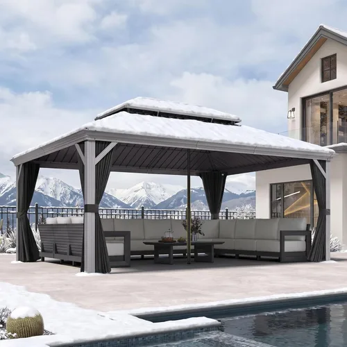 Vista 34 de PURPLE LEAF - Gazebo para exteriores de 10 x 12 pies, con sistema de drenaje