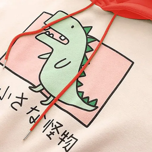 Vista 4 de Mikilon - Sudadera con capucha para mujer, diseño de dinosaurio, de anime, de gran tamaño, de manga larga