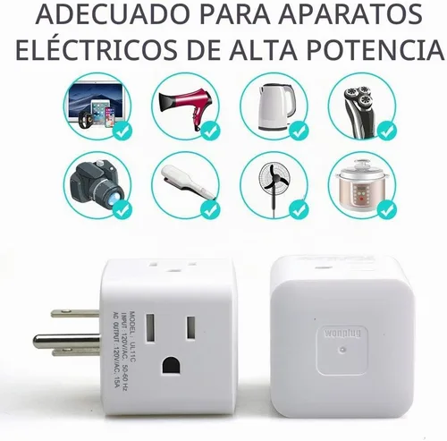 Vista 7 de Extensor de toma de corriente múltiple de 3 clavijas, enchufe de pared de 4 vías, toma de corriente alterna, divisor de enchufe a tierra a Estados