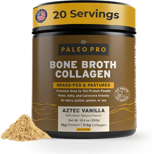 Vista 7 de PaleoPro - Polvo de proteína de colágeno de caldo de hueso, raíz de cúrcuma, colágeno alimentado con pasto para piel y huesos, sin gluten, sin