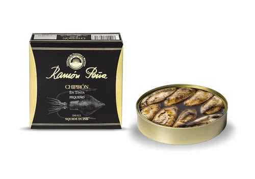 Vista 2 de Ramon Pena Calamares enlatados en tinta 6/8 chipirones por lata 3 latas de 4.59 oz