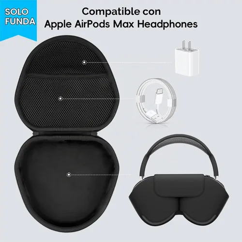 Vista 3 de khanka Funda para auriculares inalámbricos Apple Airpods Max/Max 2, color Negro