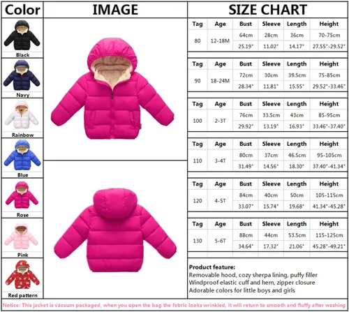 Vista 6 de Chaqueta invernal con capucha para niños y niñas disponible en 1 - 7