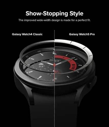 Vista 3 de Ringke Estilo de bisel interior [elegante marco de acero inoxidable] compatible con Samsung Galaxy Watch 5 Pro, protector antiarañazos, accesorio