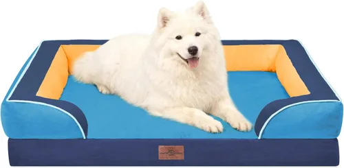 Vista 14 de Comfort Expression - Cama ortopédica para perros medianos, 28 x 19 pulgadas, cama impermeable y de apoyo de espuma con cojines removibles, sofá