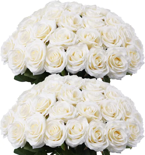 Vista 43 de LVEFIT 12 rosas artificiales de seda con tallo largo para bodas, despedidas de soltera, fiestas, decoración del hogar Blush