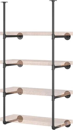 Vista 7 de Yuanshikj - Estantería industrial de hierro para montaje en pared, estilo retro, color negro Hardware Only,Vintage Retro Ceiling Hung Shelf DIY