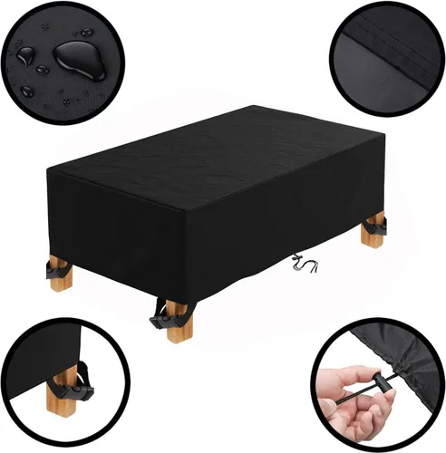 Vista 2 de Fundas para muebles de patio, funda para muebles de mesa al aire libre, impermeable, rectangular, 600D, para terraza, césped y patio trasero, a