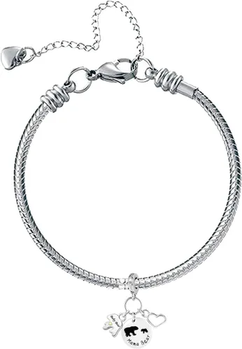 Vista 2 de KunBead Abalorios colgantes con diseño de corazón de mamá oso compatibles con pulseras Pandora, Cobre, vidrio