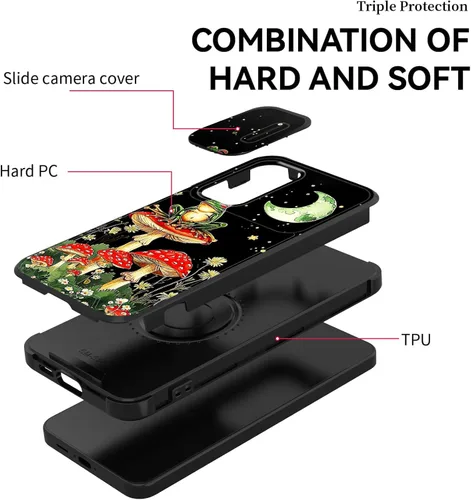Vista 2 de Funda para Galaxy A16 5G con cubierta para cámara deslizante, resistente de doble capa, híbrida, a prueba de golpes, funda protectora resistente