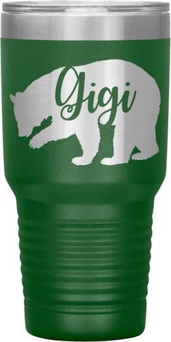 Vista 11 de Gigi Bear Tumbler - 30oz Engraved Stainless Steel Cup - Black