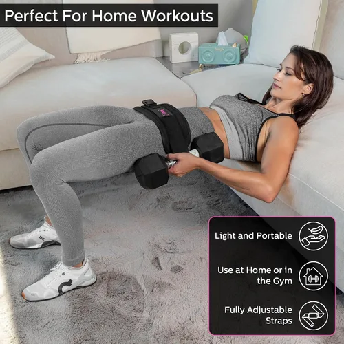 Vista 3 de Cinturón de empuje de cadera para ejercicio, entrenador de glúteos para entrenamientos en casa con acolchado extra, cinturón de empuje de cadera