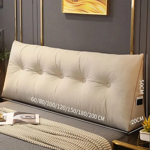 Vista 6 de Cómoda almohada lumbar para descansar la cama, cojín triangular para leer y respaldo, almohada de cabecera para cama, almohada de lectura grande