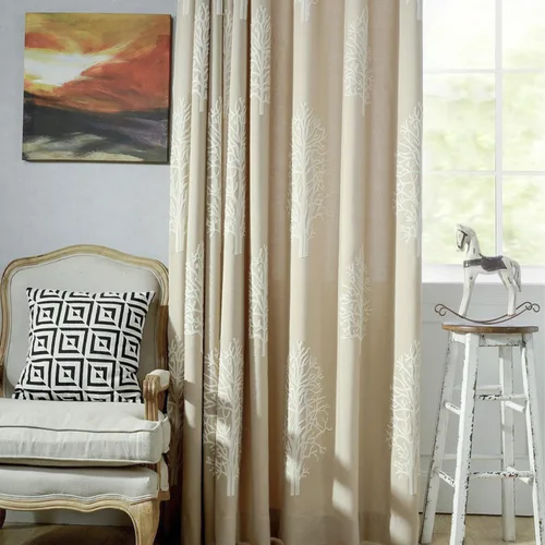 Vista 12 de VOGOL - Cortinas con ojales bordadas con patrón floral elegante de lino sintético, 2 paneles, 60% opacas con aislamiento térmico, cortinas pesadas