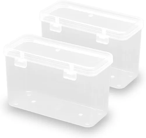 Vista 13 de Mini contenedores rectangulares transparentes de almacenamiento con tapa (4.53 x 2.95 x 3.39 pulgadas), caja rectangular para pastillas, joyas