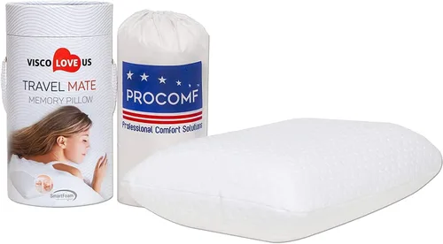 Vista 9 de ProComf - Almohada de espuma viscoelástica para viaje y campamento, para bebé, niño, adolescente, adulto (blanco nieve con 4 fundas de vacaciones)