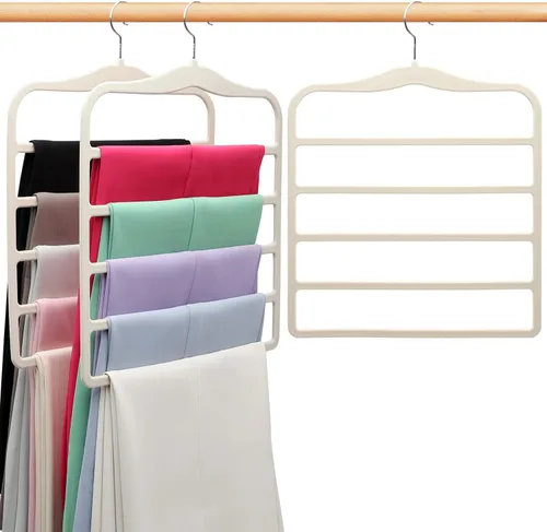 Vista 12 de Organizadores y almacenamiento de armario, paquete de 3 perchas de terciopelo para pantalones, ahorro de espacio, antideslizantes, organizador de 5