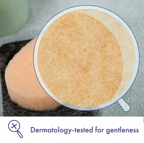 Vista 3 de Buf-Puf Esponja facial suave, desarrollada por dermatólogos, elimina la suciedad profunda y el maquillaje que causa brotes y puntos negros