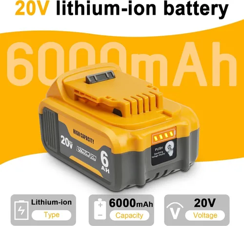 Vista 3 de waitley Batería de repuesto de 20V 6.0Ah compatible con herramientas Dewalt
