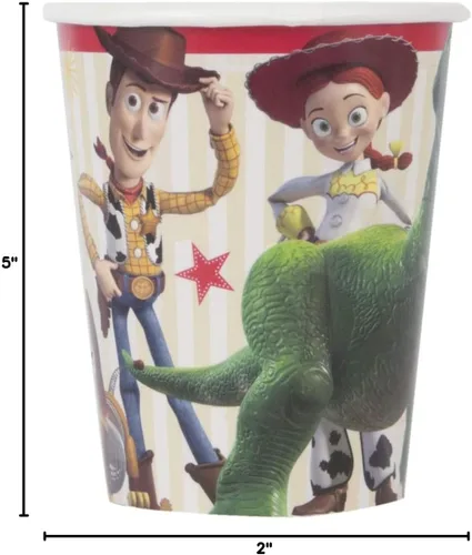 Vista 2 de Unique Vasos de papel desechables de 9 onzas, Disney Toy Story 4, 8 piezas