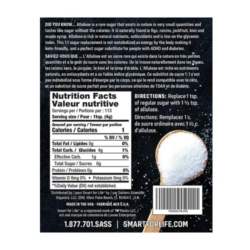 Vista 6 de Smart for Life Edulcorante de alulosa – Edulcorante keto cero carbohidratos netos, bajo en calorías, sustituto natural del azúcar cetogénico