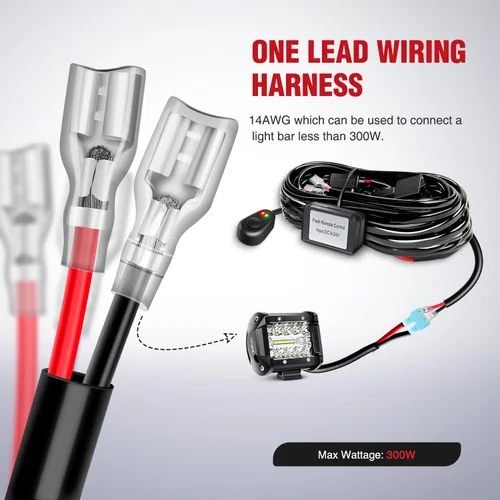 Vista 8 de Nilight - Arnés de cableado remoto para barra de luz LED, intermitente estroboscópico inalámbrico, luces de trabajo para conducción, 12V, 20A